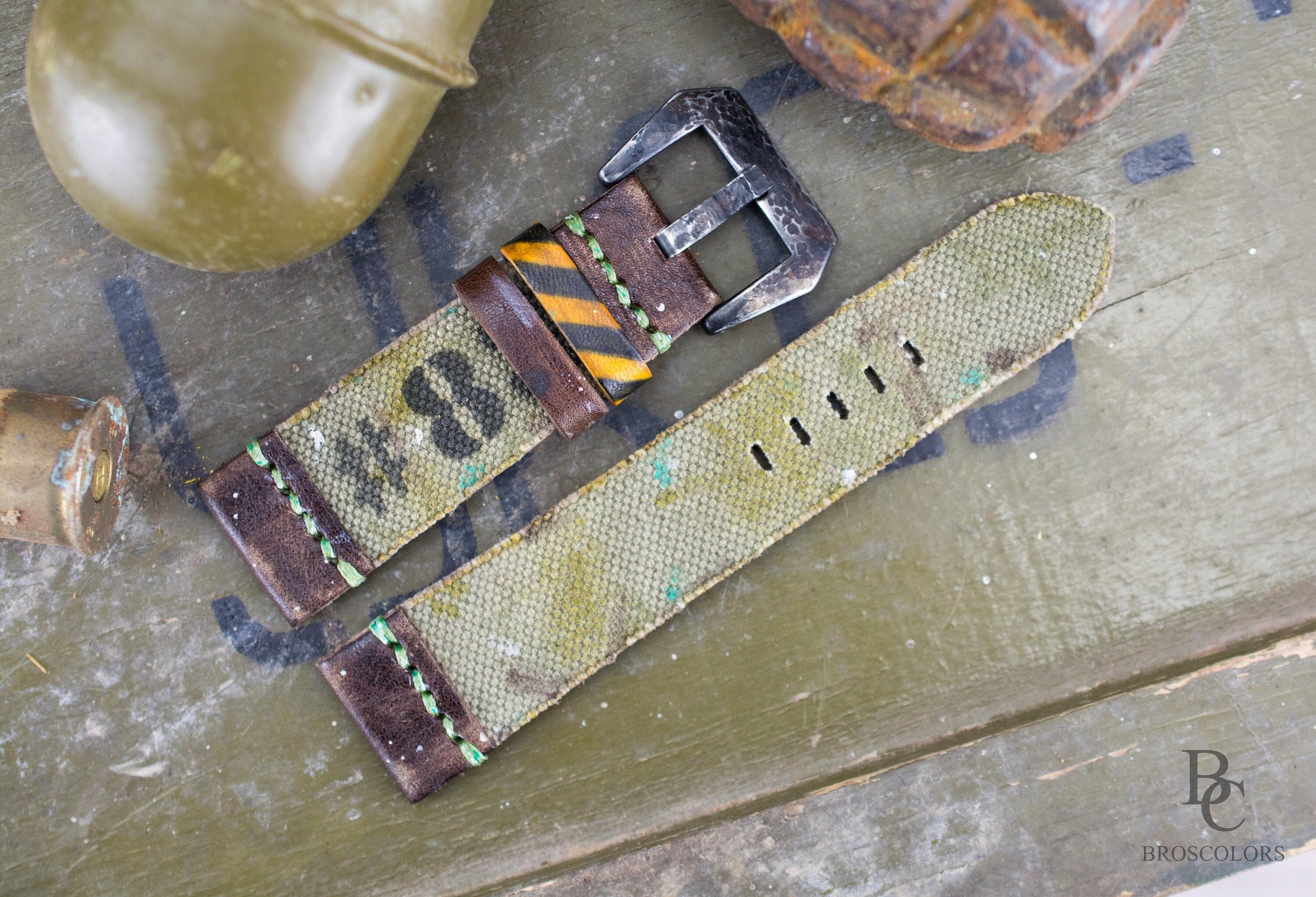 Army Green Canvas Leather Strap
