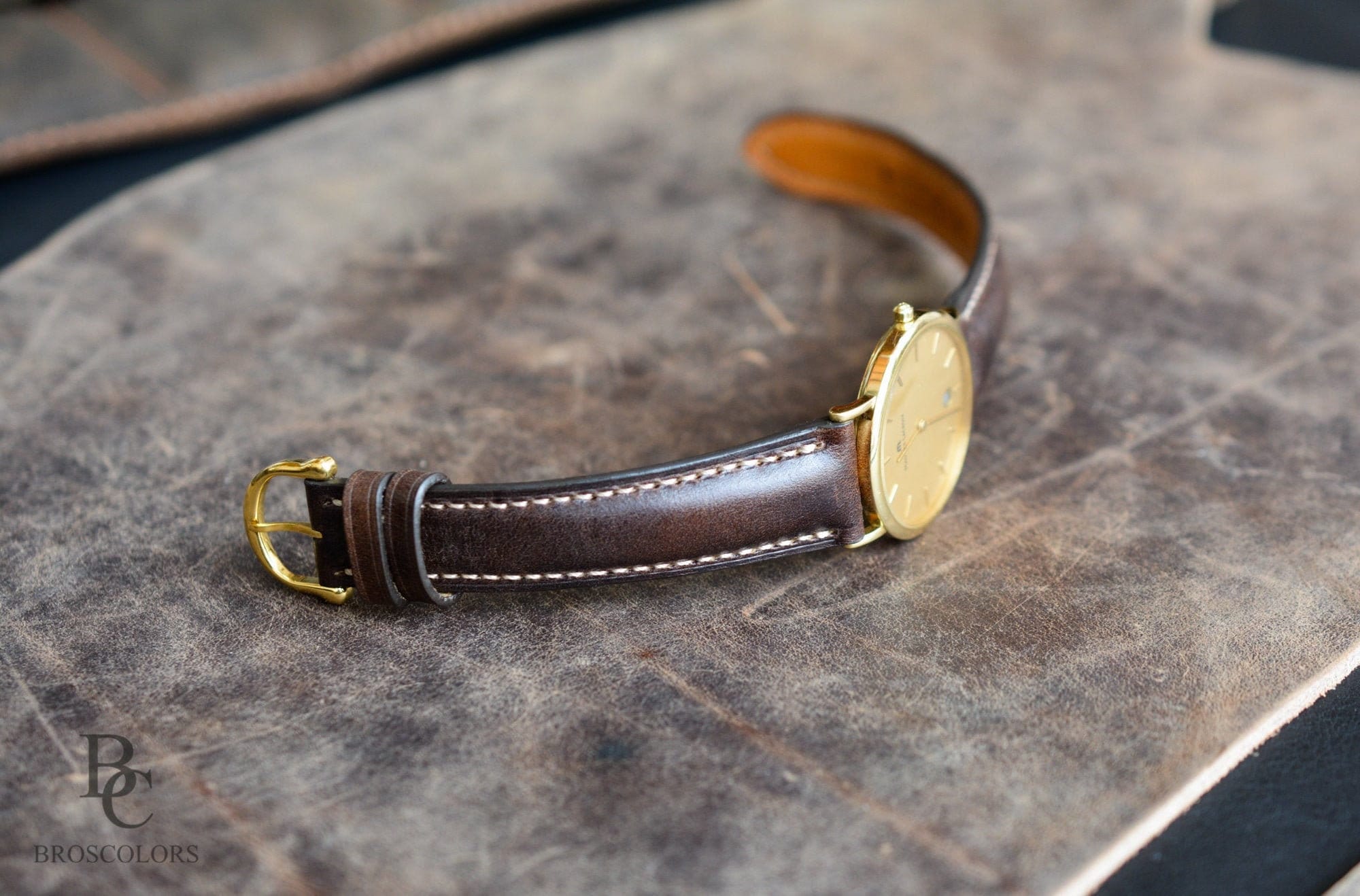 Brown Crazy Horse Watch Strap - Hand Stitched Leather Band