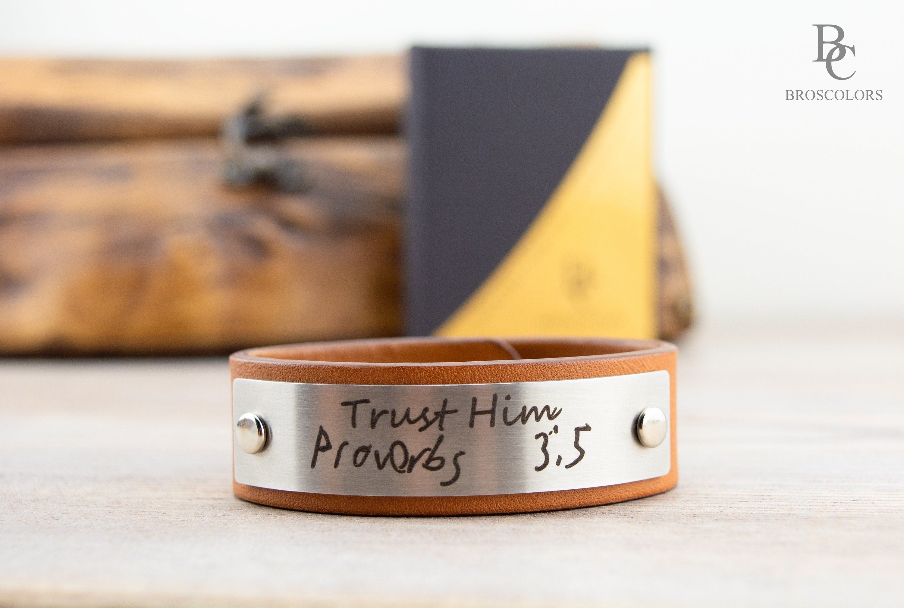 Leather and Steel Bracelet - Actual Handwriting