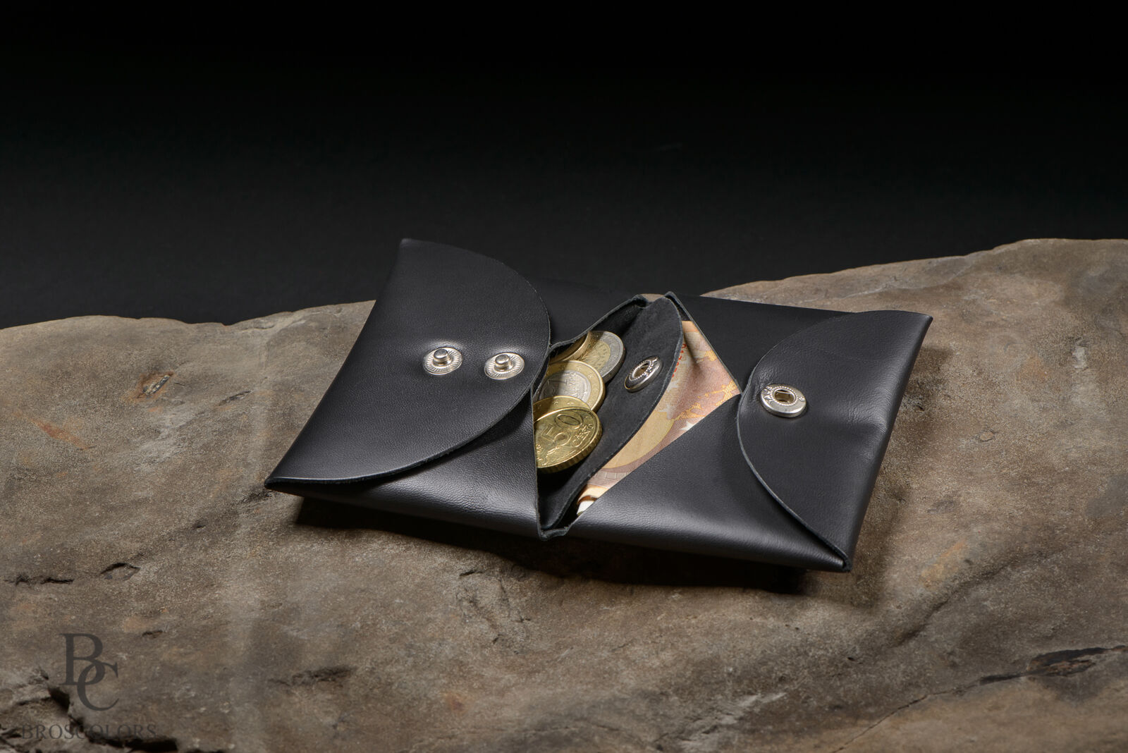 Minimalist Origami Wallet, Customized Black Leather Wallet