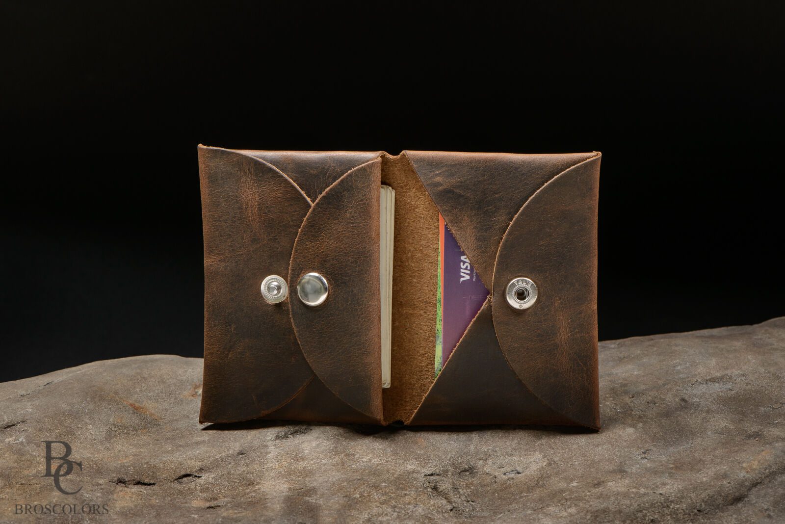 Minimalist Origami Wallet, Customized Brown Crazy Horse Leather Wallet