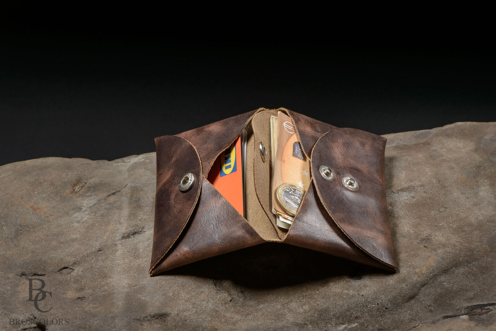 Minimalist Origami Wallet, Customized Brown Crazy Horse Leather Wallet