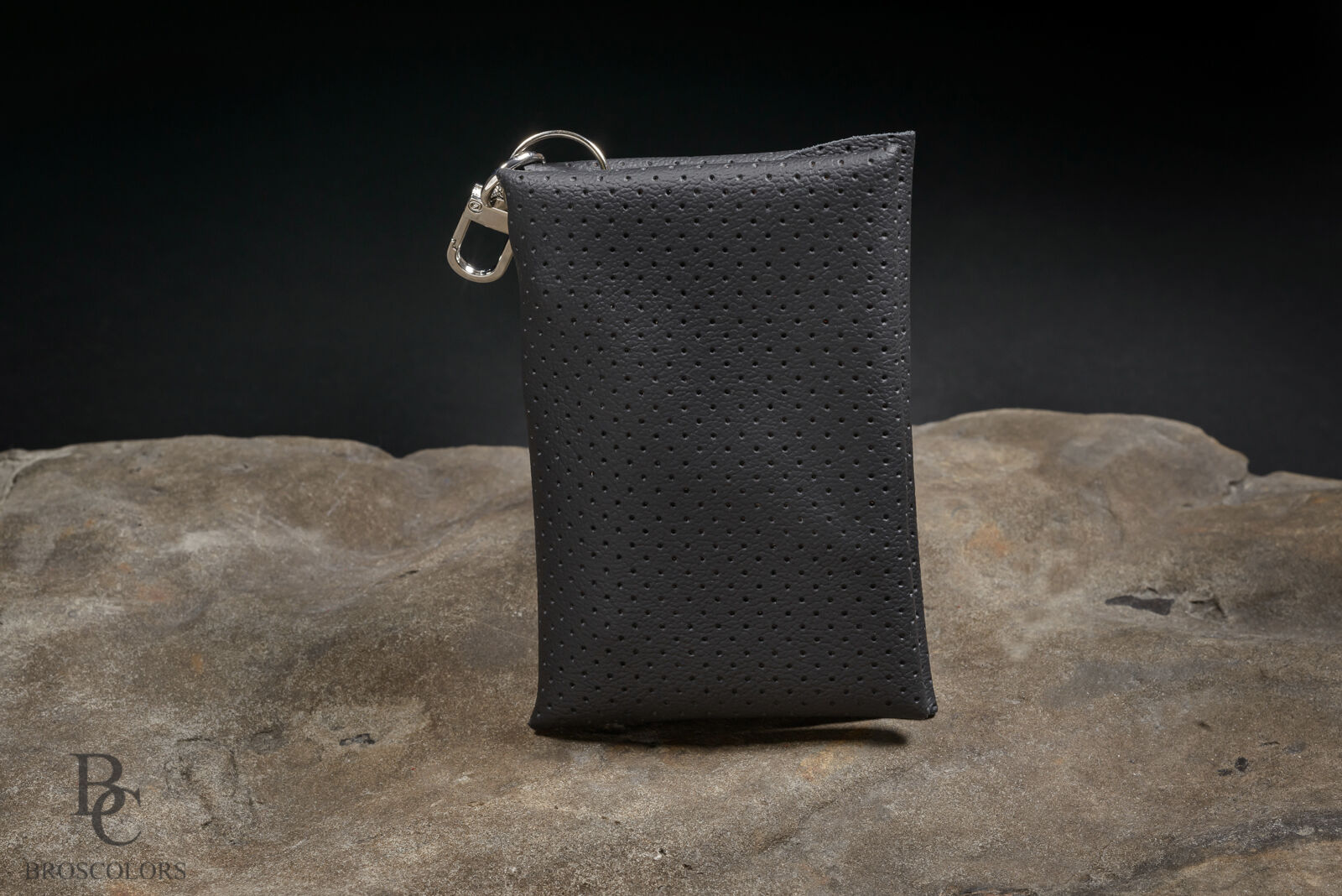 Minimalist Origami Wallet with Black Perforated Leather, Unisex Wallet