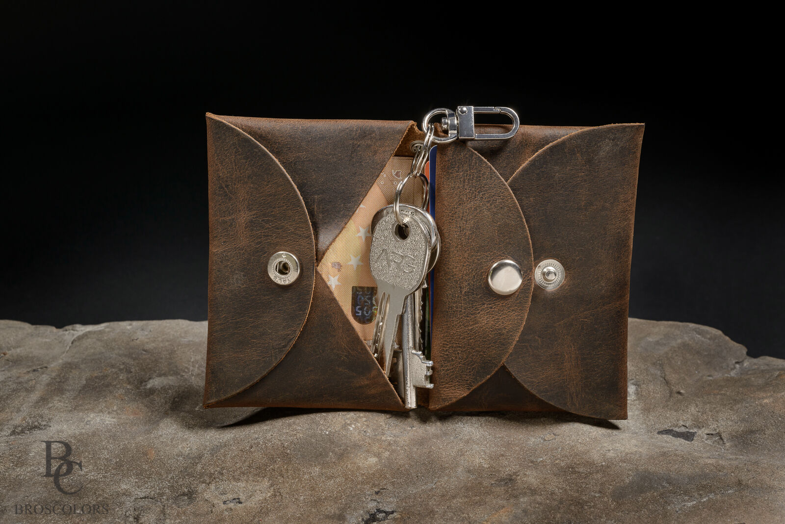 Minimalist Origami Wallet, Customized Brown Crazy Horse Leather Wallet