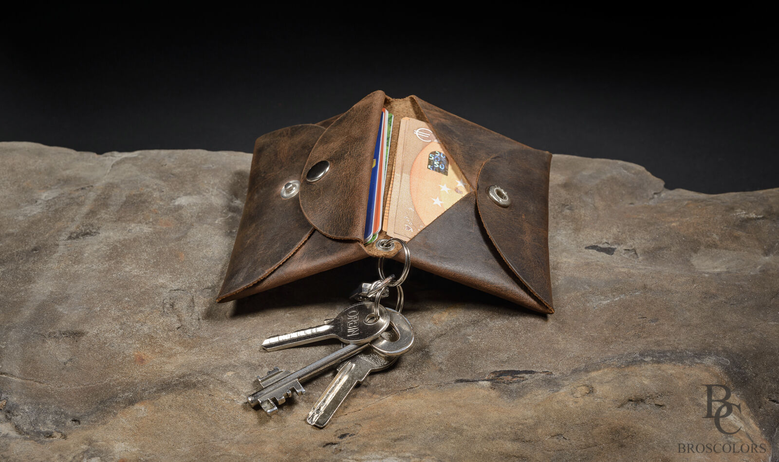 Minimalist Origami Wallet, Customized Brown Crazy Horse Leather Wallet