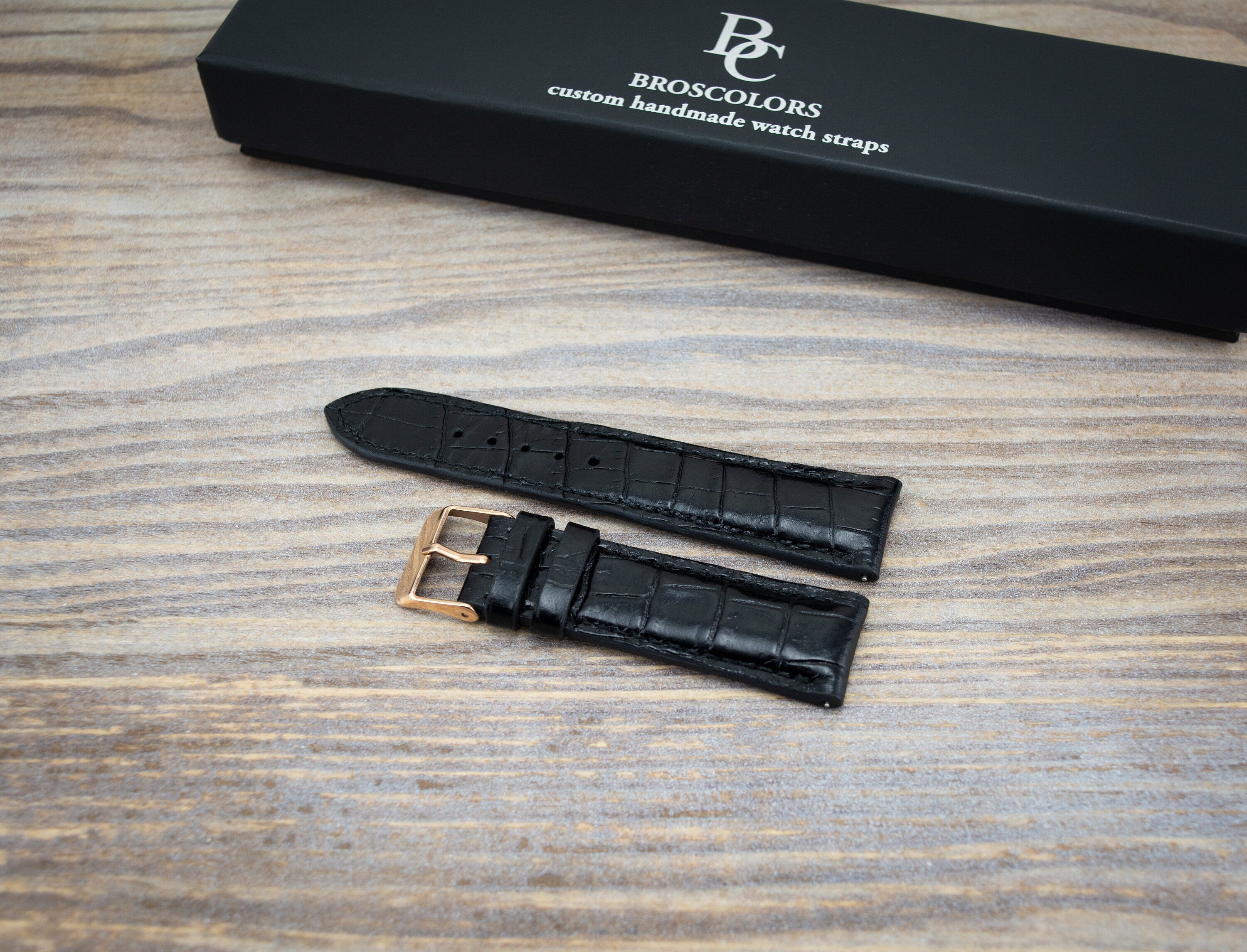 Black Crocodile Embossed Watch Strap - Black In Style