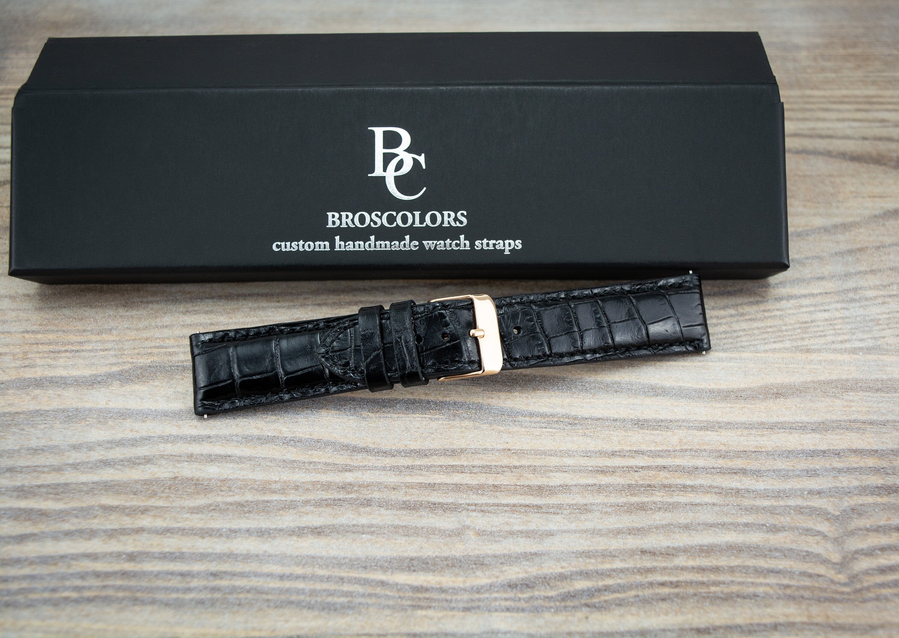 Black Crocodile Embossed Watch Strap - Black In Style