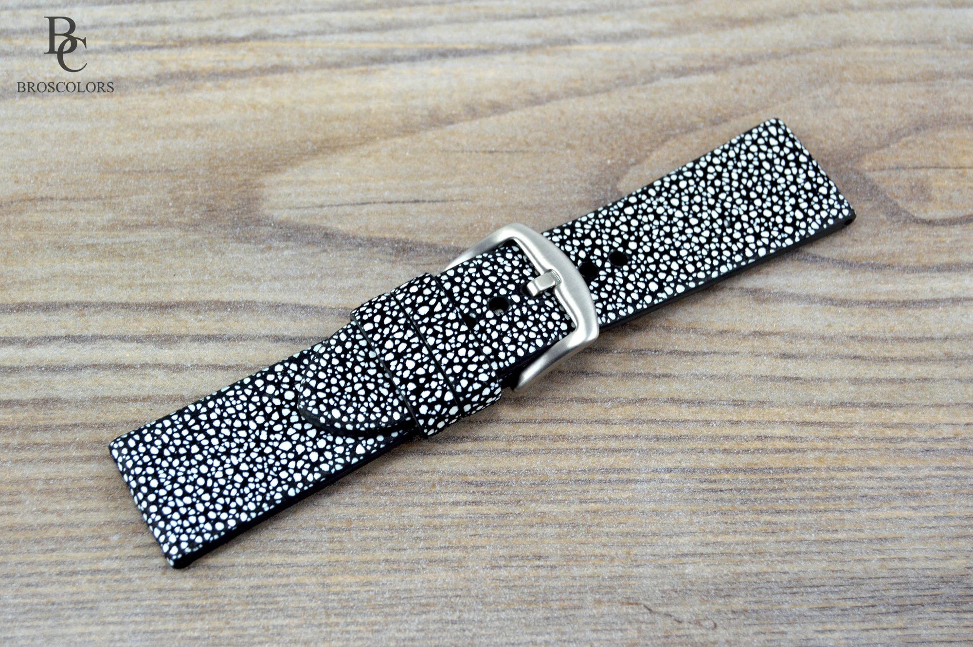 Black and White Leather Watch Strap - 101 Dots