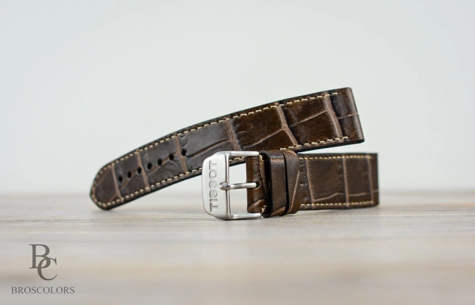 Brown Crocodile Embossed Leather Watch Strap - Crocko Foot