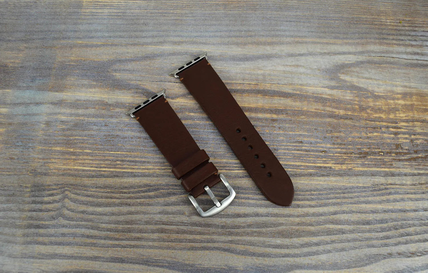 Brown Leather Apple Watch Strap Single Stitch - Chocolate Mix