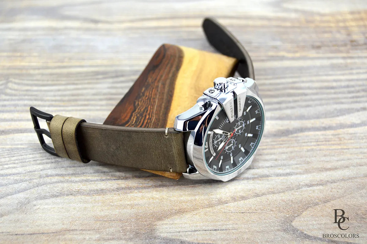 Crazy Horse Leather Watch Strap - Green