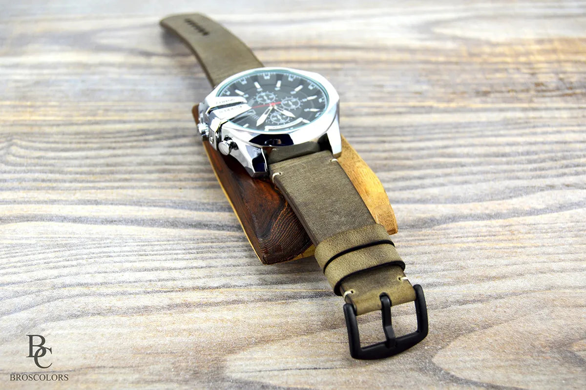 Crazy Horse Leather Watch Strap - Green