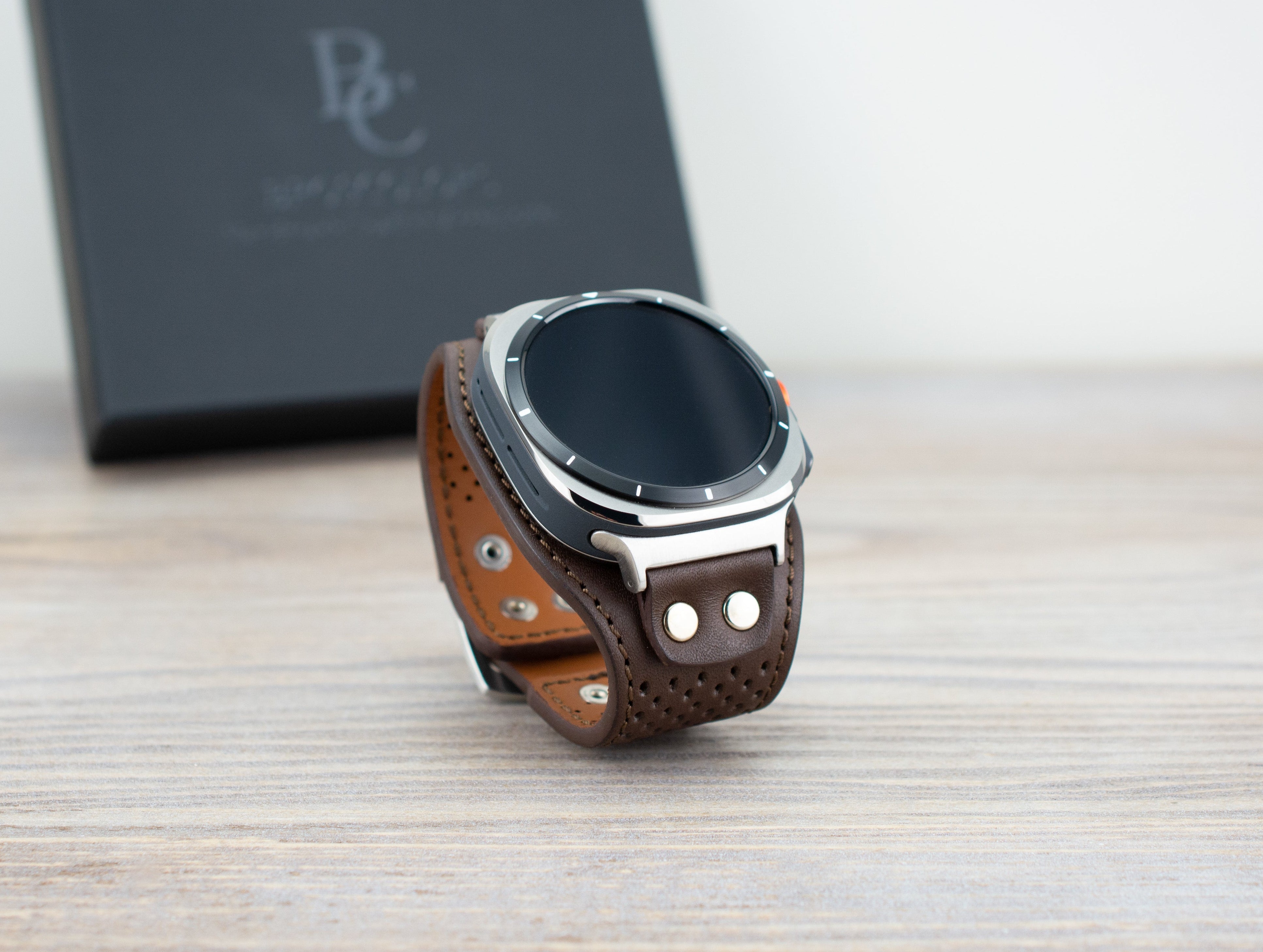 Brown Leather Cuff Band for Samsung Galaxy Ultra 47mm / Galaxy 8 Classic