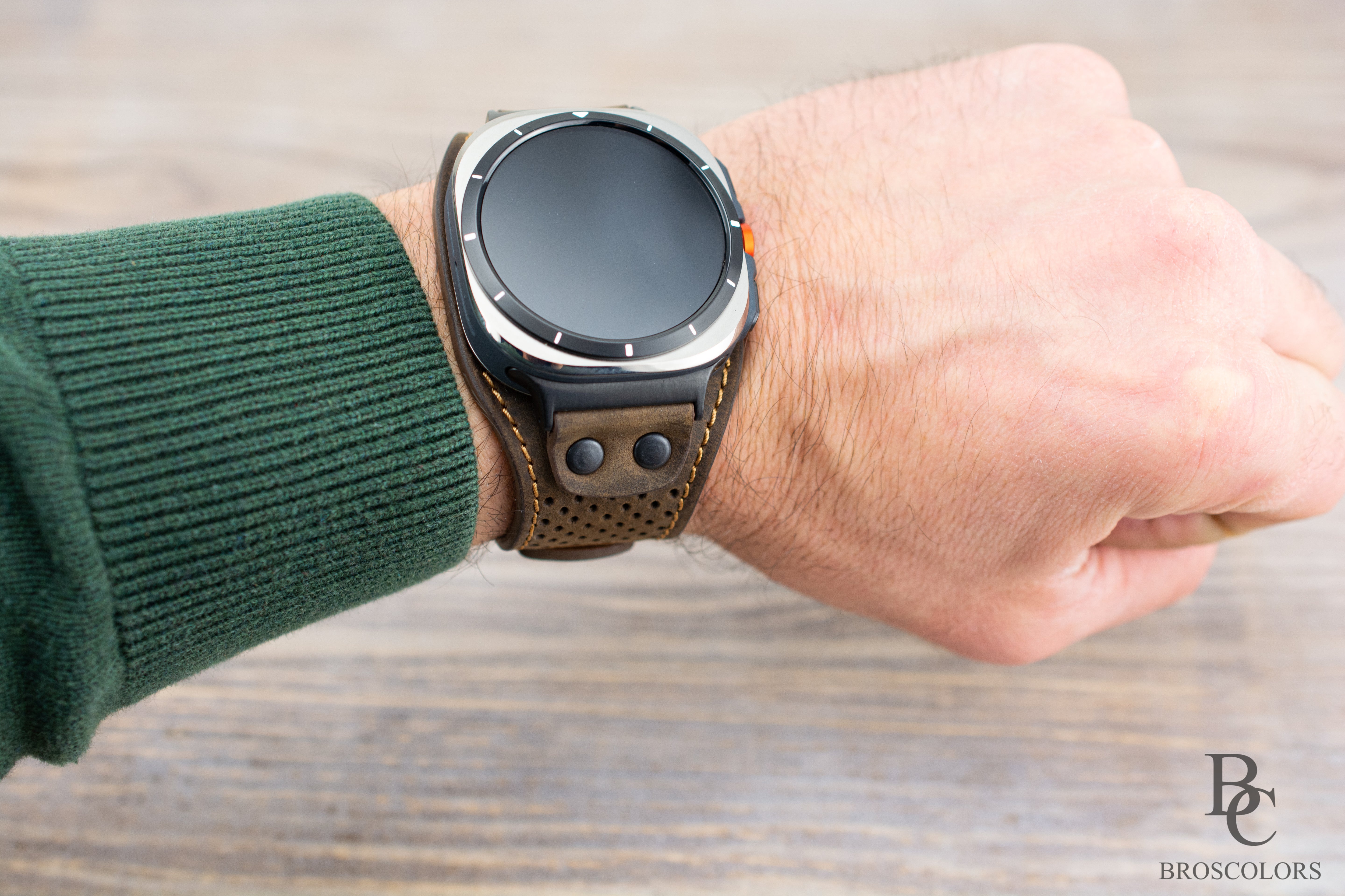 Brown Leather Cuff Band for Samsung Galaxy Ultra 47mm / Galaxy 8 Classic