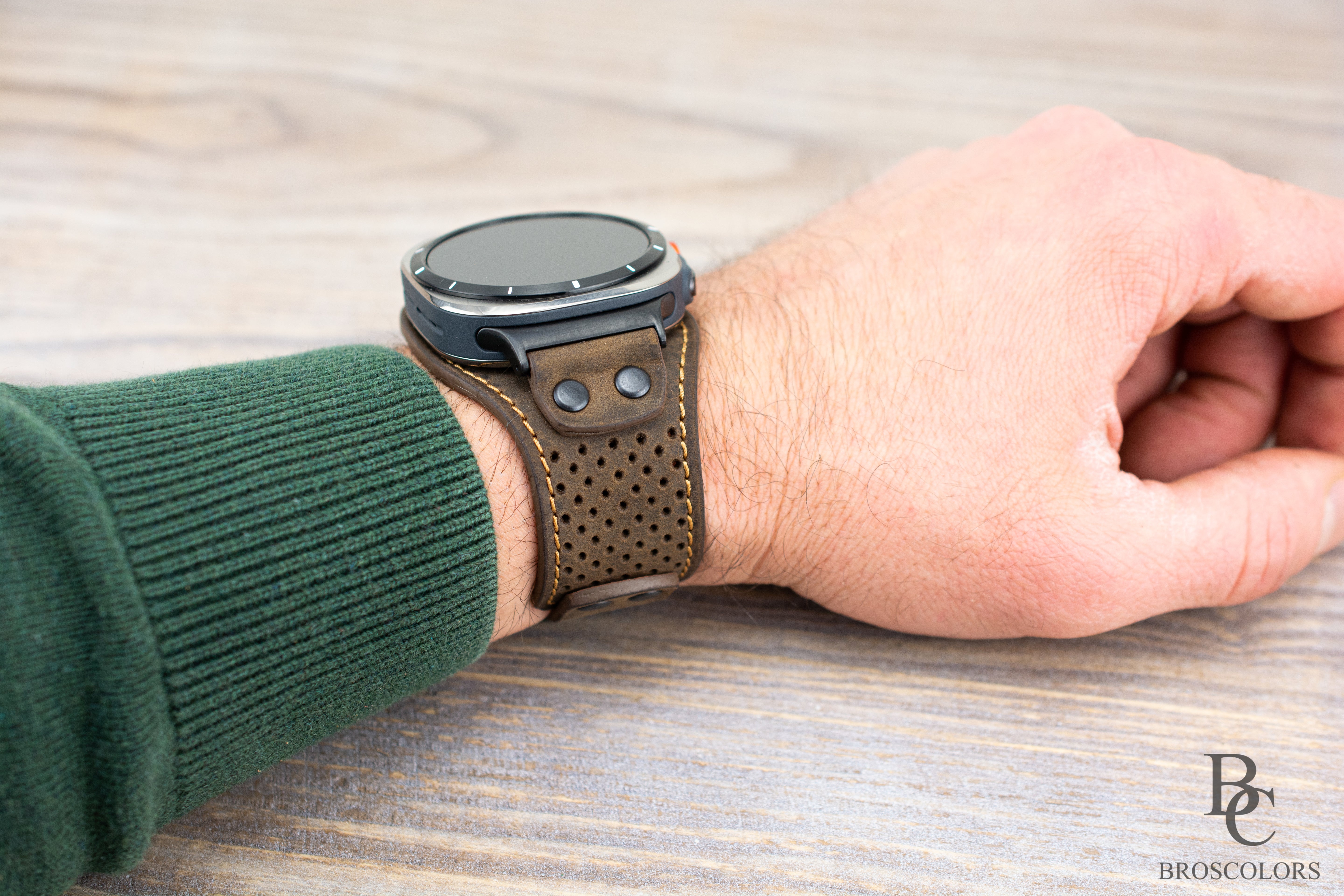 Brown Leather Cuff Band for Samsung Galaxy Ultra 47mm / Galaxy 8 Classic