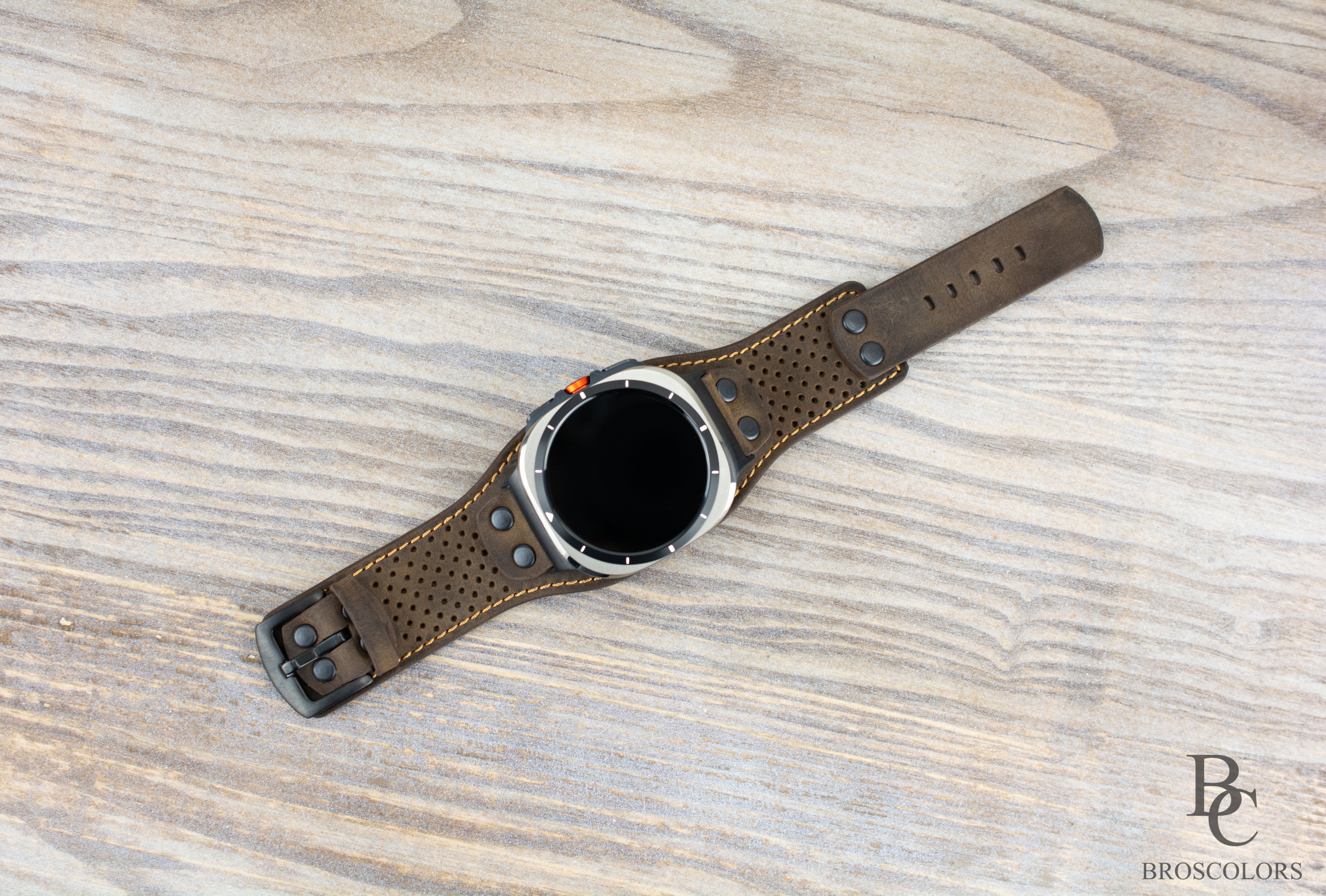 Brown Leather Cuff Band for Samsung Galaxy Ultra 47mm / Galaxy 8 Classic