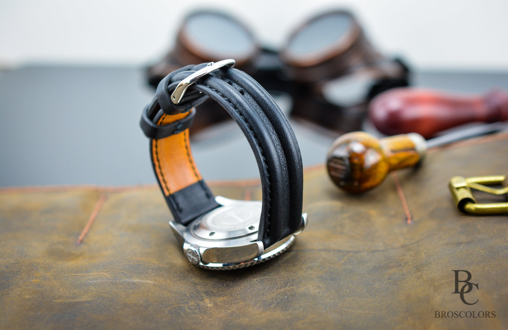 Black Leather Watch Strap