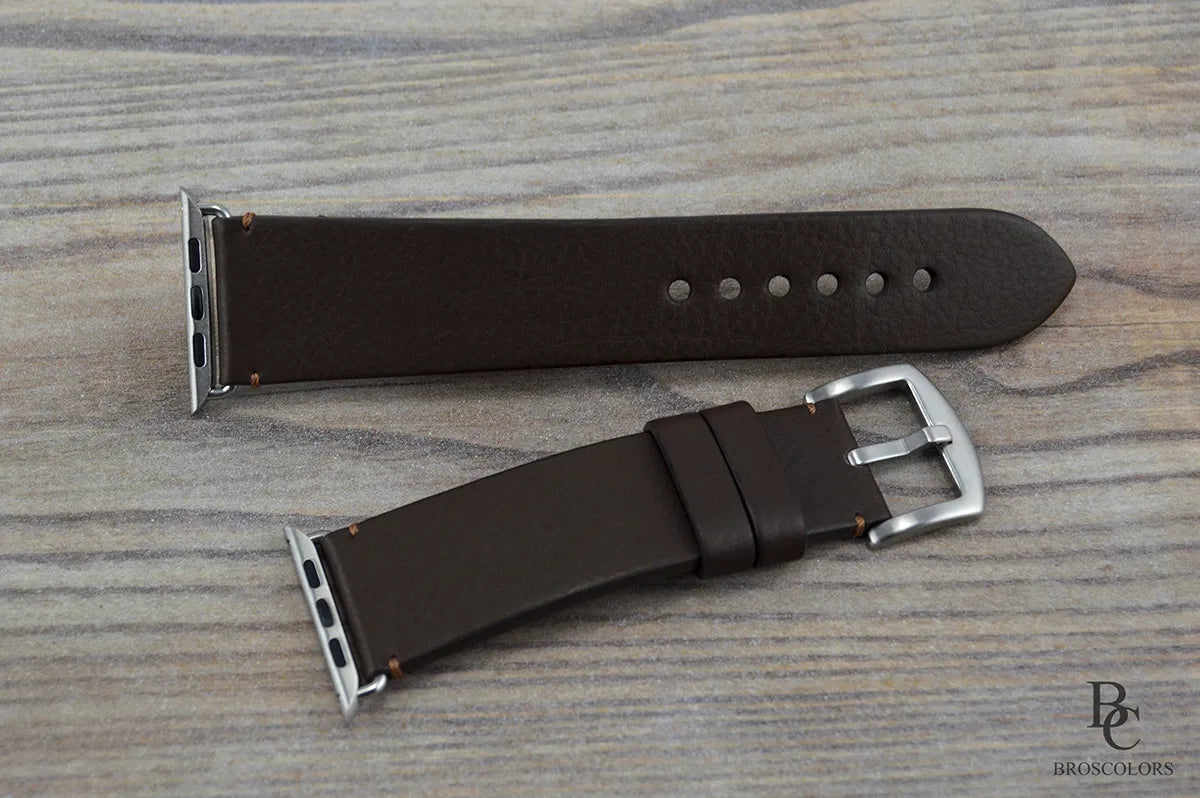 Dark Brown Apple Watch Band - Simple Stitch