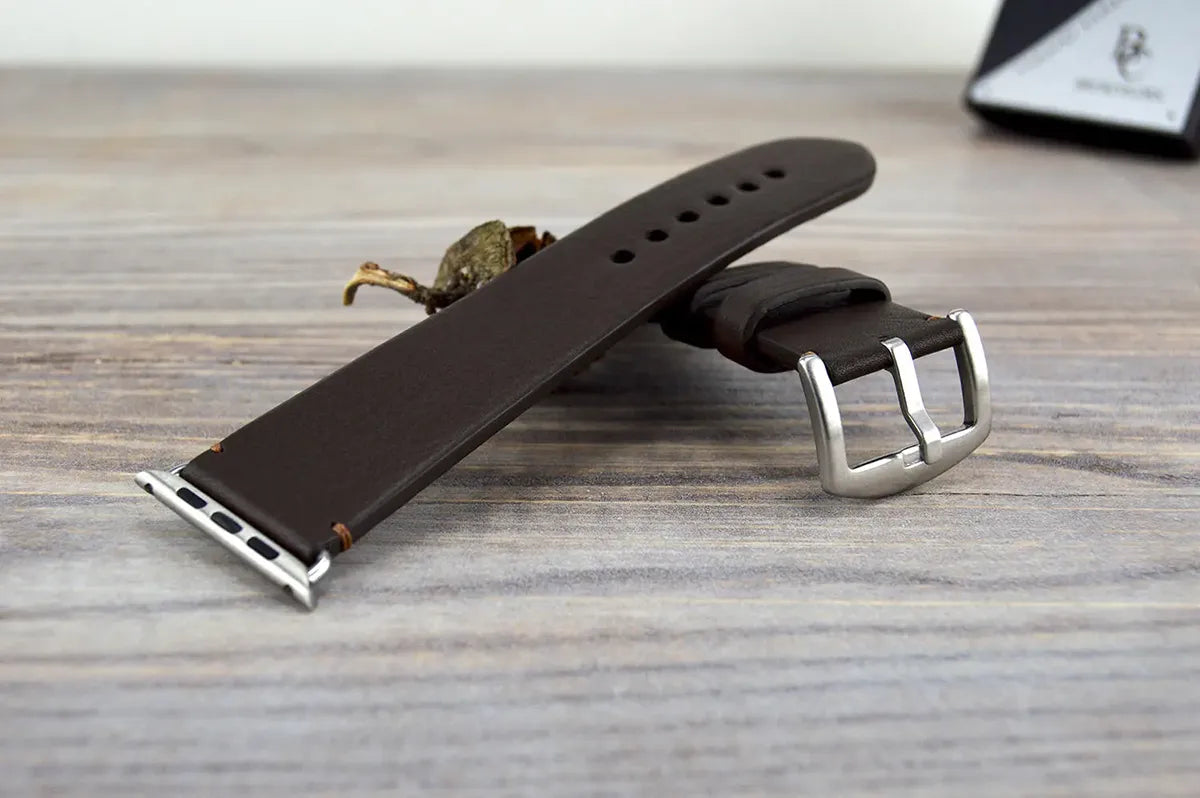 Dark Brown Apple Watch Band - Simple Stitch