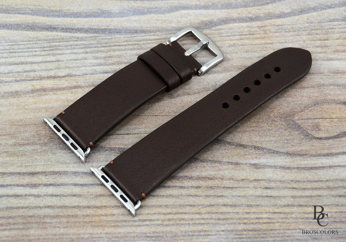 Dark Brown Apple Watch Band - Simple Stitch