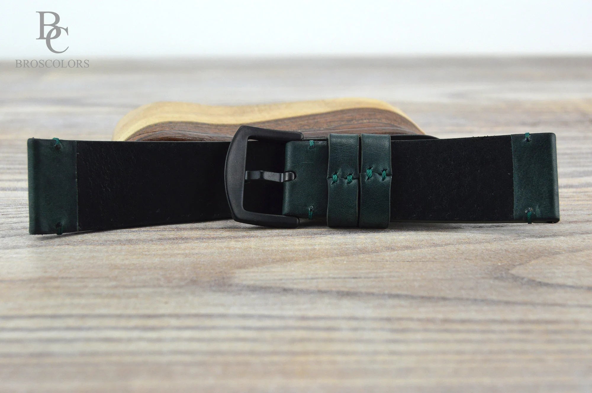 Dark Green Leather Watch Strap - Universal Fit - Green Frog