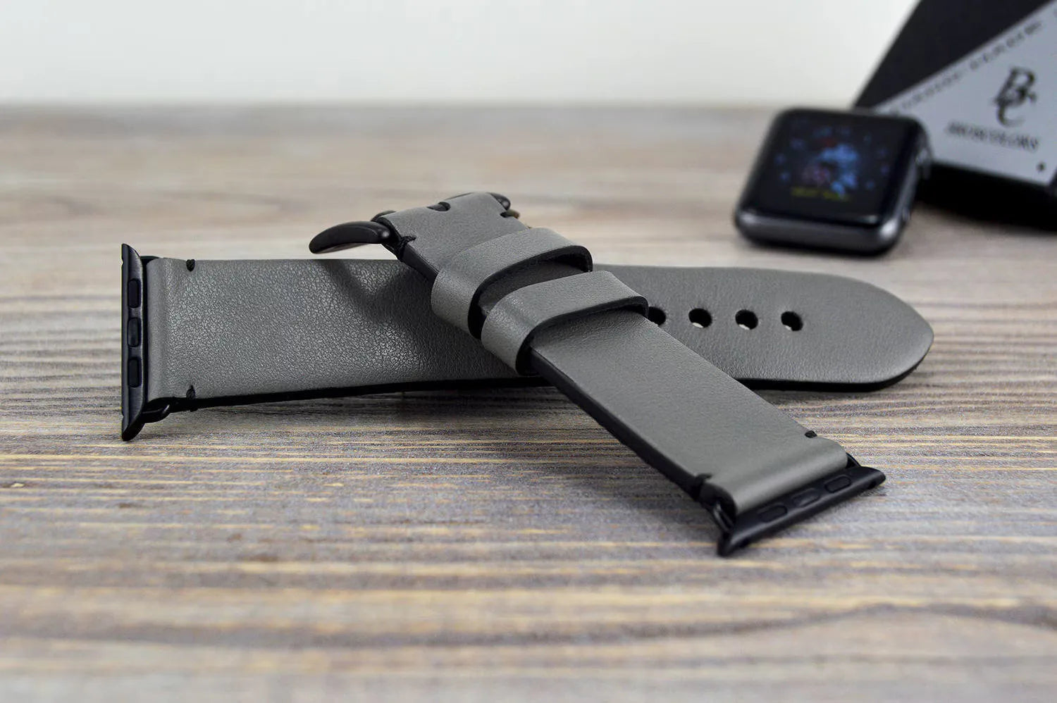 Gray Leather Apple Watch Band - Smart Monochrome