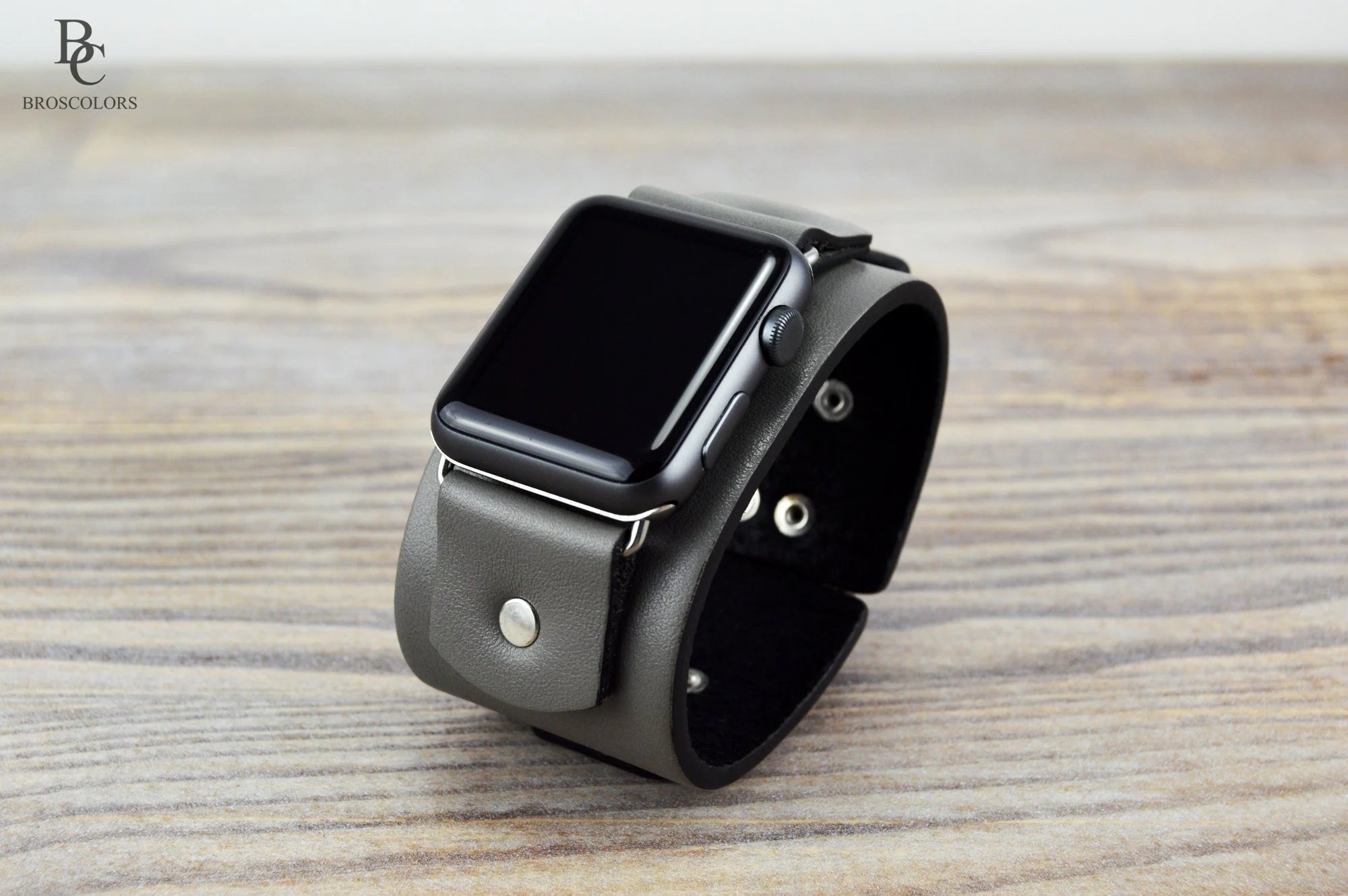 Gray Apple Leather Watch Cuff Band - Gray Armor