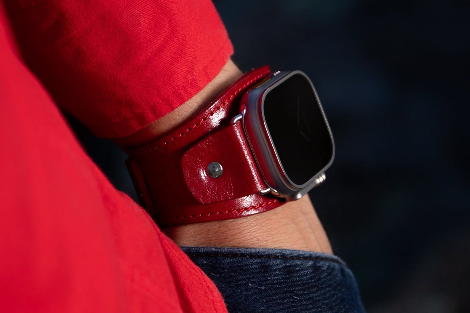 Bordeaux Apple Watch Leather Cuff Band