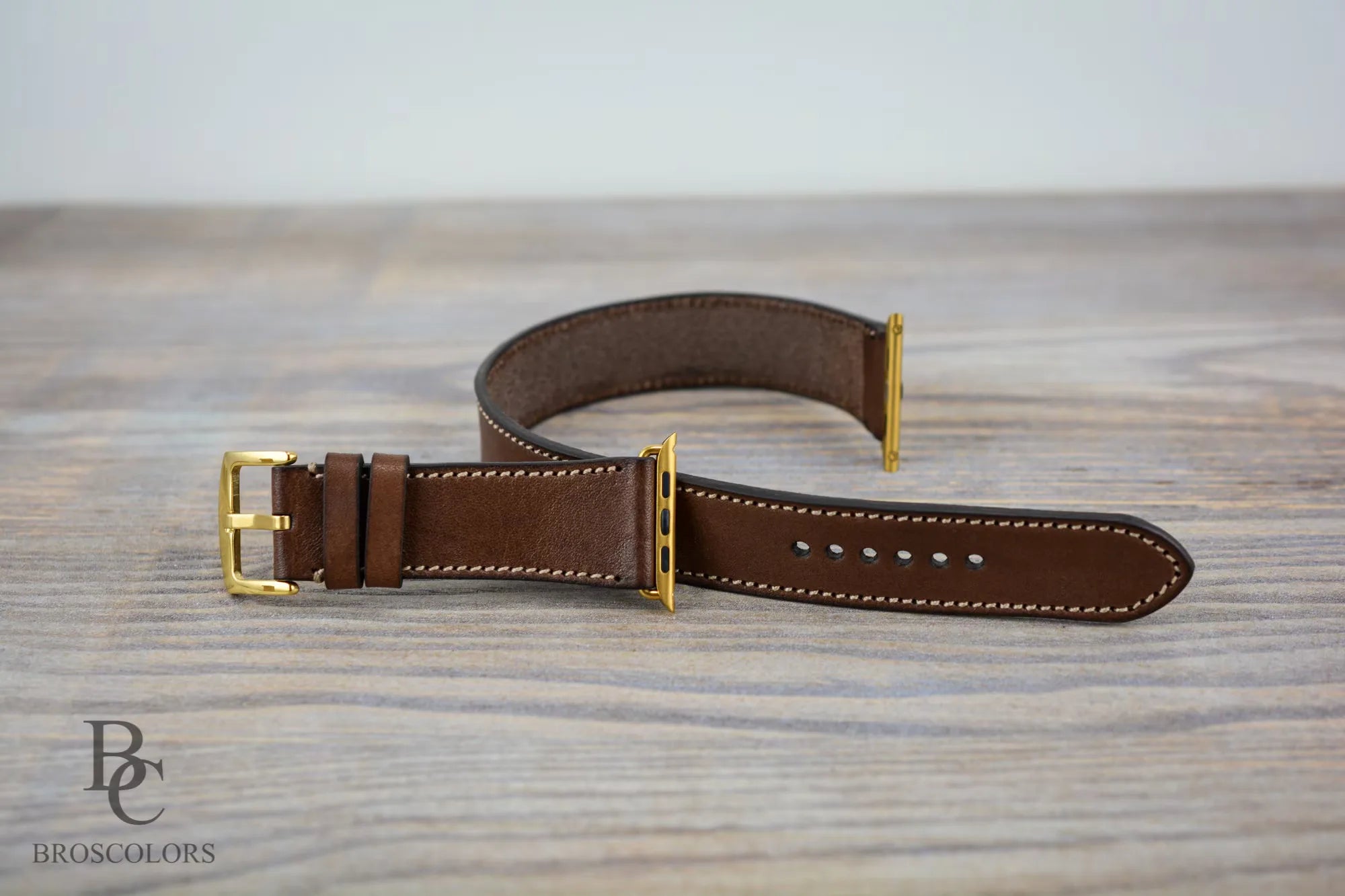 Long Apple Watch Band Brown Leather - Double Turn