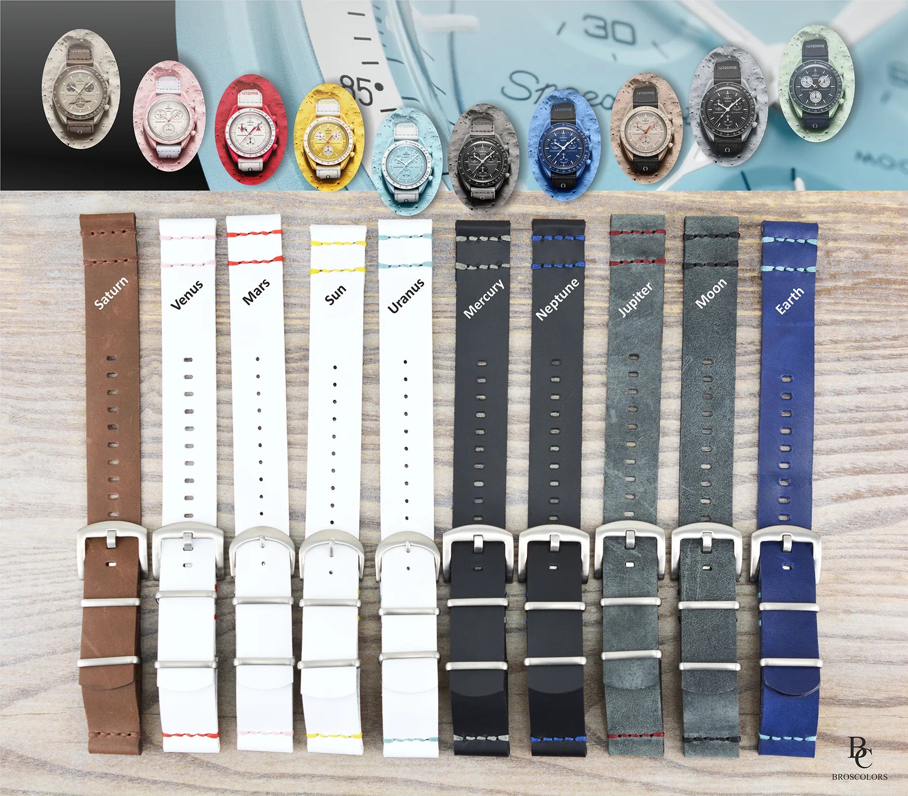 Omega Swatch MoonSwatch Leather Watch Band - White - Moon Landing