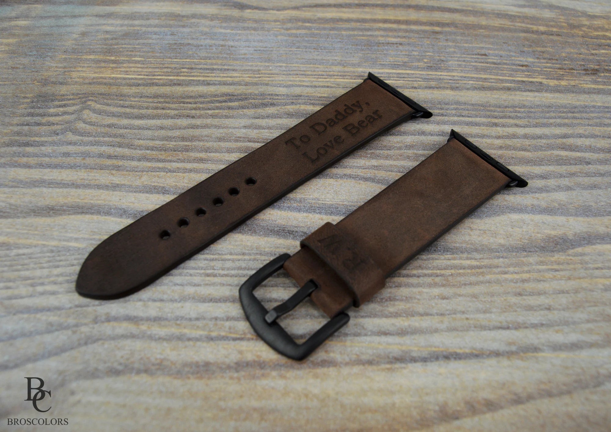 Personalized Engraved Apple Brown Leather Watch Band - For those we Love