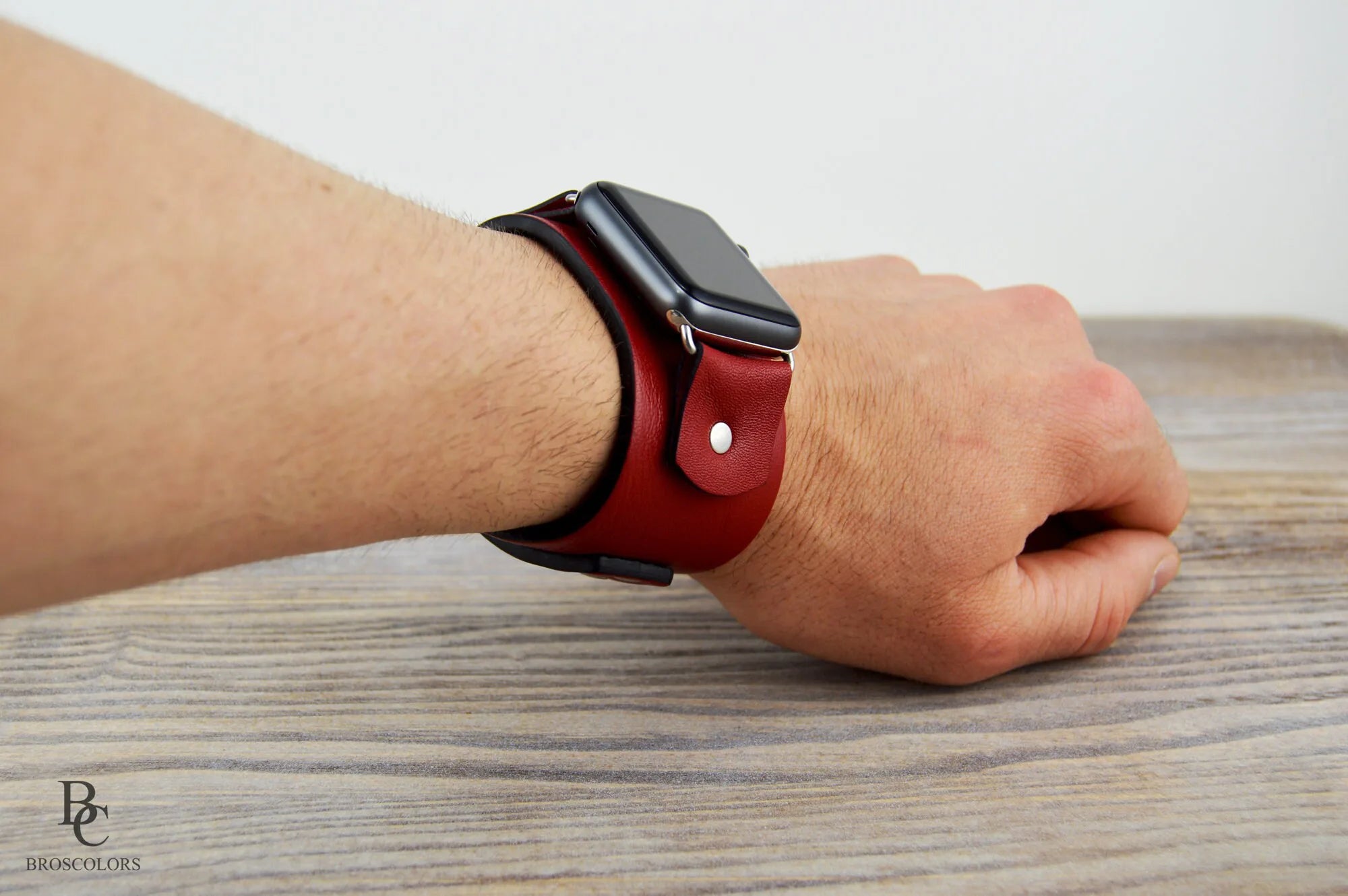 Red Apple Watch Leather Cuff Band - 4 Red Dots