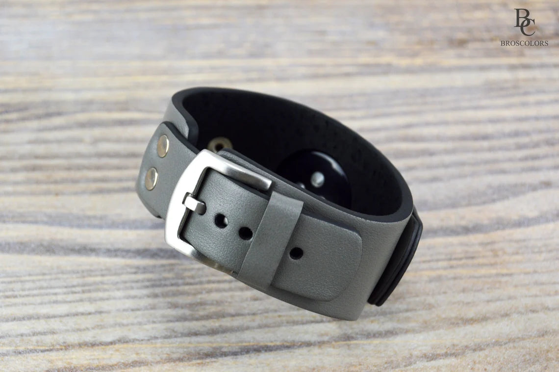 Gray Apple Leather Watch Band