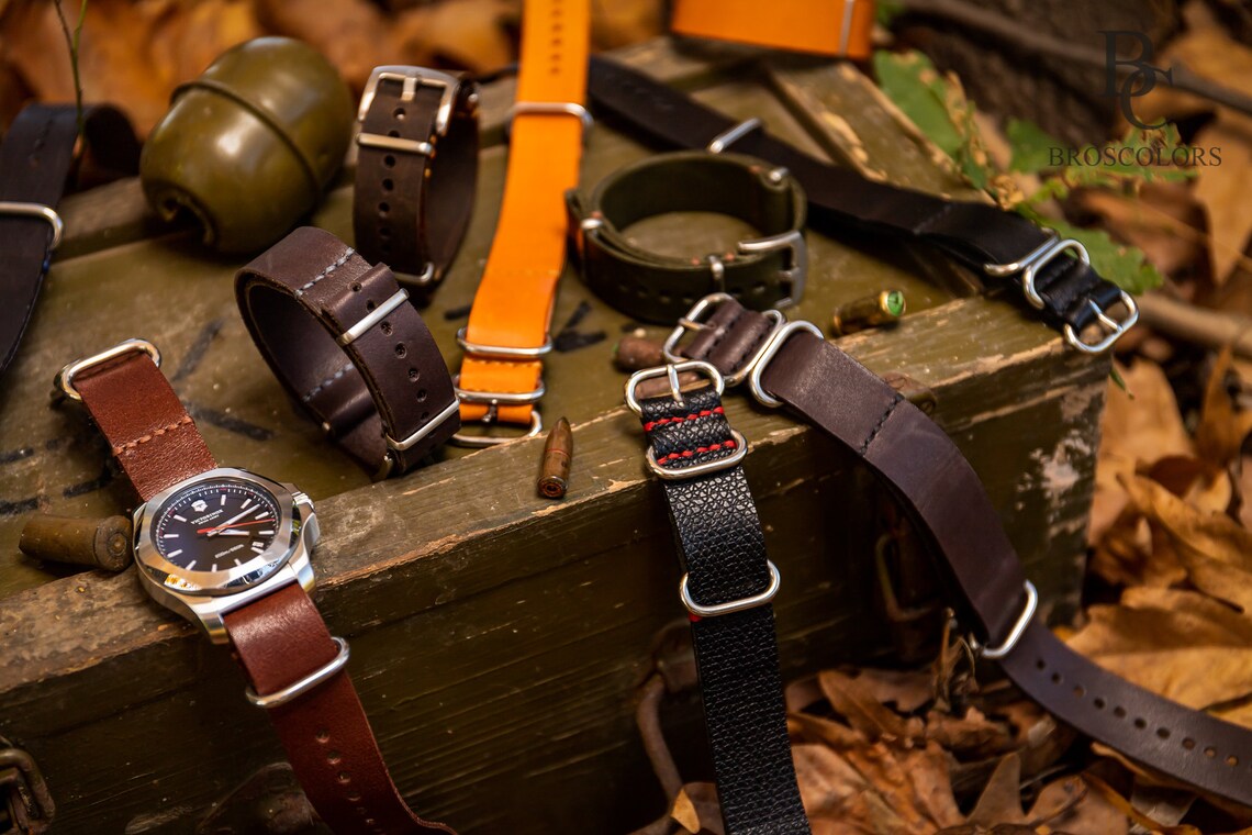 Black Long Leather Watch Strap