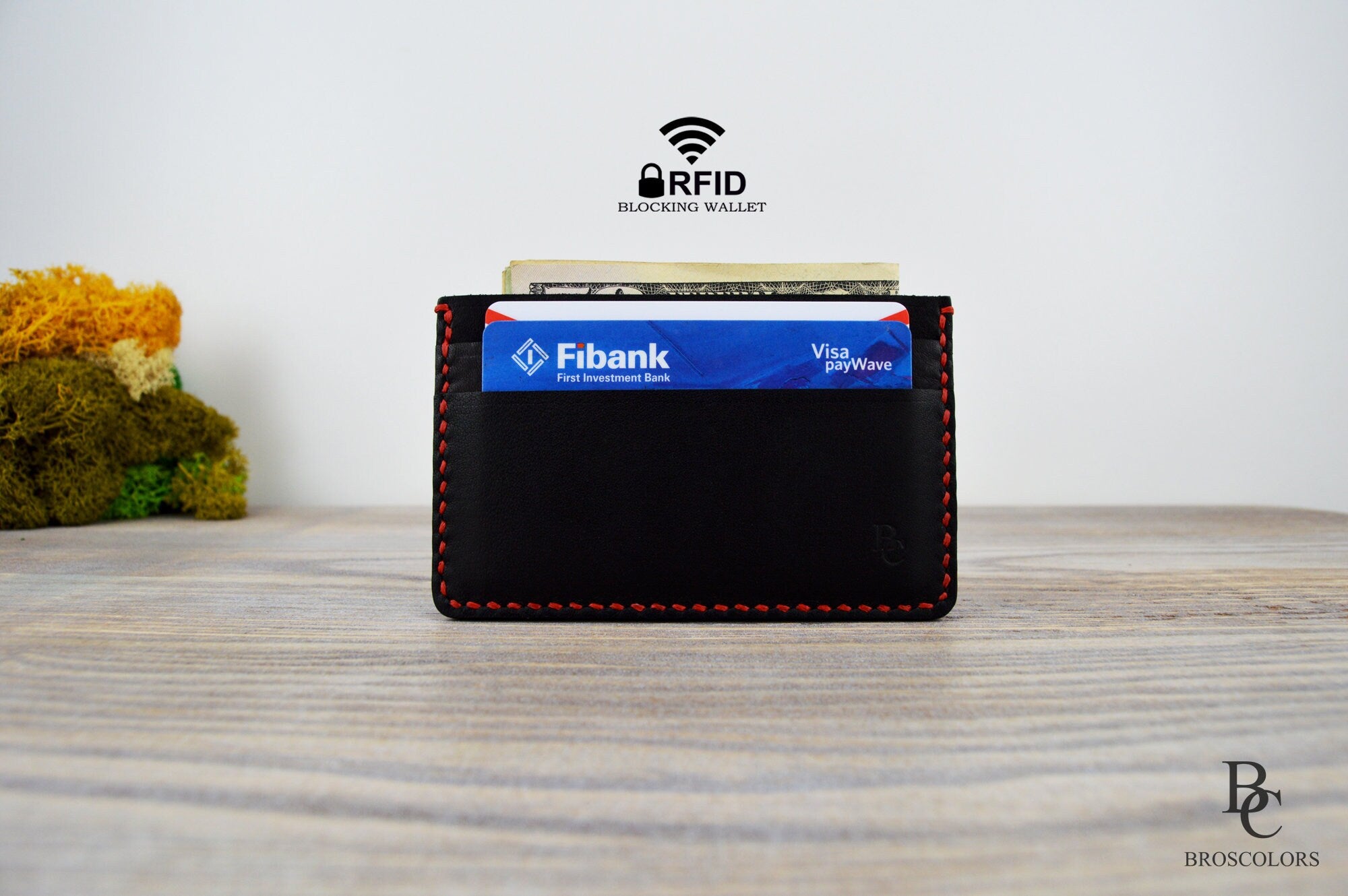 Slim Black Leather Card Holder