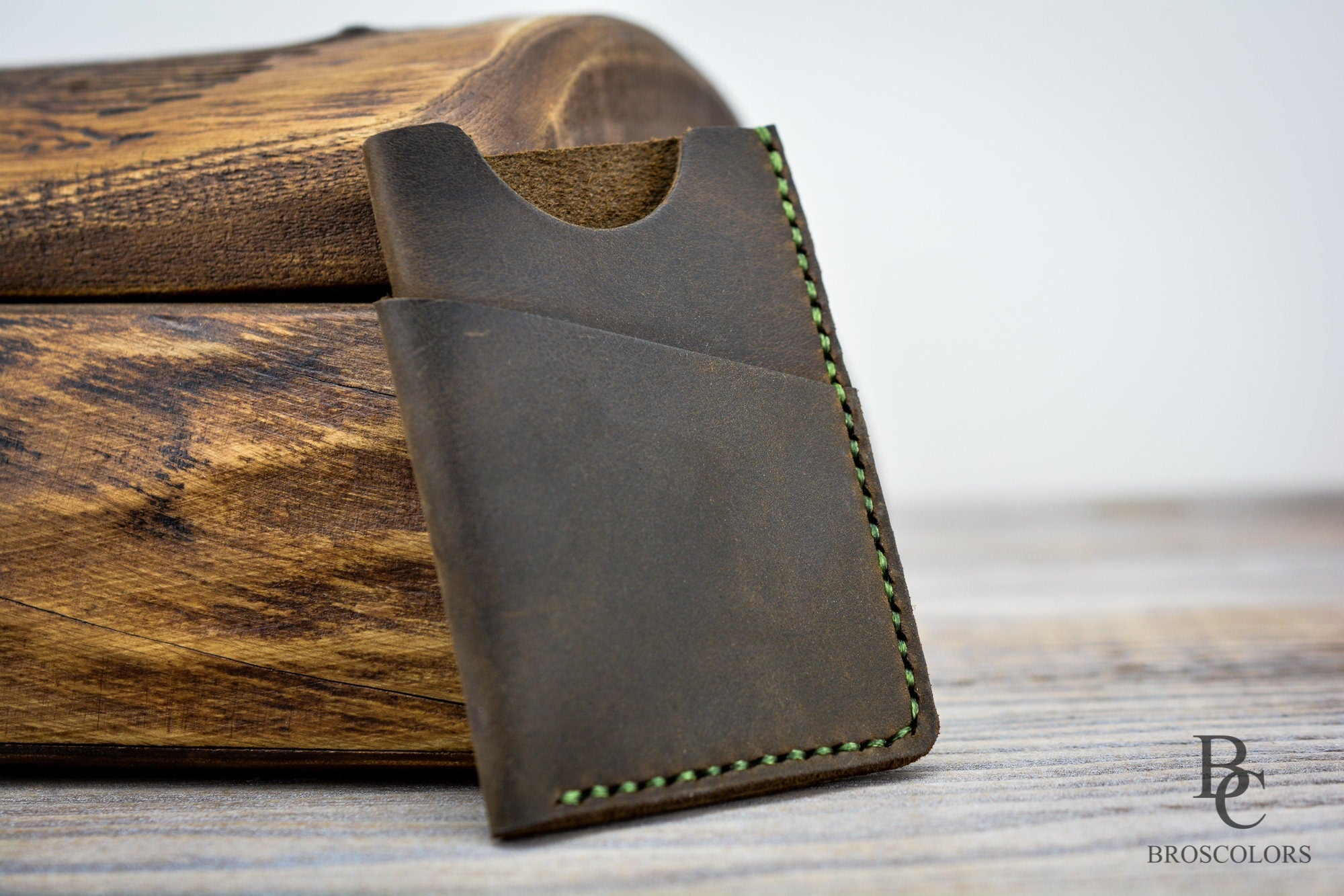 Handmade Front pocket wallet/ Slim card holder wallet/ Free Personalization/ Hand Stitched Mini wallet/ Crazy Horse leather Wallet/Mens SALE